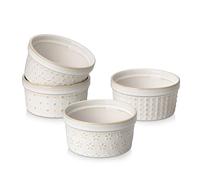 MALACASA Ramekins 6 Oz Oven Safe, Ceramic Creme Brulee Souffle Dishes, Pudding Custard Cups Ramekin For Baking, Small Dipping Sauce Bowls, Set of 4, Microwave and Dishwasher Safe, Arctic White