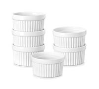 MALACASA Ramekins Set of 6, 4 oz Porcelain Creme Brulee Ramekins, Small Oven Dish, White, Oven Safe