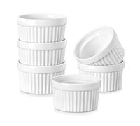 MALACASA Ramekins Set of 6, 6 oz Ramekins Soufflé Dishes, Ramekin Dishes, Porcelain, Small Oven Dish, White, Oven Safe, Series Ramekin-Dish