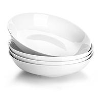 MALACASA Regular Series Porcelain Pasta Plates 1200 ml, Large White Soup Plates for Salad Soup Pasta Macaroni, 4 Pasta Bowls