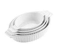 MALACASA, Series Bake, Set of 4 Oval Baking Dishes (9.5"/11.3"/12.8"/14.5"), Oven to Table Baking Dishes with Ceramic Handles, Ideal for Lasagne/Pie/Pan/Tapas,