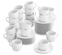 MALACASA, Series Elisa, 24-Piece Tableware Ivory White China Porcelain Coffee Cup and Saucer Set,220ml, Service for 24