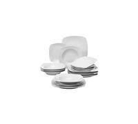 MALACASA, Series Julia, 18-Piece Dinner Sets Ivory White Porcelain Dinner Plate Sets with 6-Piece Dessert Plates 6-Piece Soup Plates and 6-Piece Dinne