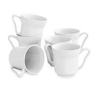 MALACASA, Series Mario, 12.5 OZ Coffee Mugs Ivory White Porcelain Cups Coffee Service Mug Set, Set of 6
