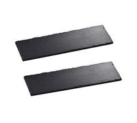 MALACASA, Series Nature.Slate, 2-Piece Natural Slate Stone Tablemats Square and Rectangular Placemat Sets Serving Platter for Dinner Parties and Entertaining, 30 X 10 CM