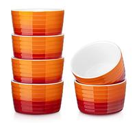 MALACASA, Series Ramekin, 300ML Porcelain Ramekins Dishes Set of 6, Ramekins Souffle Dishes Brulee Dish for Muffin Cupcakes Pudding Brulee Ice Cream, 10 x 10 x 6 cm, Orange