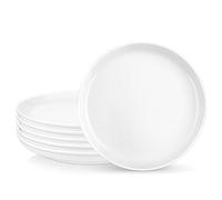 MALACASA Series REG White Dinner Plates for 6 People, 8.5'' Porcelain Plates, Set for Appetizer, Pasta, Soup, Fruit, Microwave & Dishwasher Safe