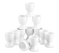 MALACASA, Series Regular, 12-Piece 2" Egg Cups Ivory White Porcelain Ceramic Cream White Egg Stand (6.5 * 5 * 5cm)
