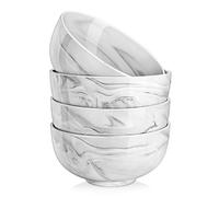 MALACASA, Series Regular, 1350ml Marble Grey Porcelain Bowls/Cereal Bowls/Soup Bowls/Pasta Bowls/Dessert Bowls/Breakfast Bowls/Ice Cream Bowls/Snack & Dip Bowls (17.8X8.5 CM), Set of 4