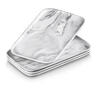 MALACASA Serving Platter, 4 Piece Porcelain Serving Dishes, Rectangular Serving Tray for Entertaining Parties, Marble Grey Platters for Serving Food, Sushi, Appetizer, Dessert, Dinner, 12x7 Inch