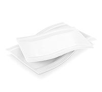 MALACASA Serving Platter Set, 2 Piece 11"and 13" Rectangular Dinnr Plates Dessert Plates Serving Dishes, Porcelain Tray for Food Serving, Serving Platters for Parties, Series Flora, Ivory White
