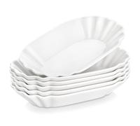 MALACASA Serving Platter, Small Serving Dishes Set of 6, 7.8" X 4.7" Mini Porcelain Serving Plates, Potato Chip Plates for Party, Dishwasher and Microwave Safe, Series Regular