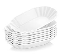 MALACASA Serving Platter, Small Serving Dishes Set of 8, 7.8" X 4.7" Mini Porcelain Serving Plates, Potato Chip Plates for Party, Dishwasher and Microwave Safe, Series Regular