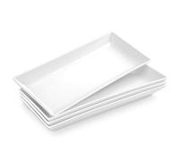 MALACASA Serving Platters Set of 4, Ceramic Serving Platters and Trays for Serving Food, Rectangular Serving Trays for Party, Large Serving Plates, Party Serving Trays - 14 Inch, Ivory White