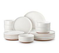 MALACASA Tara Crockery Set for 12 People, 36-Piece Stoneware Crockery Set, Bowl and Plate Set, Reactive Glaze Dinner Service with 12 Dinner Plates, Dessert Plates and Cereal Bowls, White