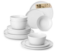 MALACASA White Porcelain Dinner Set for 12 People, 36 Pieces Modern Plate Set with 12 Dinner Plates, 12 Dessert Plates, 12 Cereal Bowls - Lexi Series