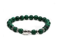 Malachite Beaded Bracelet with Owl & Buddha Head - Handmade Spiritual Jewelry for Men & Women (Elephant/Lion Head)