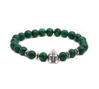Malachite Beaded Bracelet with Owl & Buddha Head - Handmade Spiritual Jewelry for Men & Women (Elephant/Lion Head)