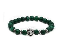 Malachite Beaded Bracelet with Owl & Buddha Head - Handmade Spiritual Jewelry for Men & Women (Elephant/Lion Head)