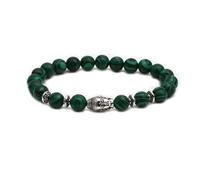 Malachite Beaded Bracelet with Owl & Buddha Head - Handmade Spiritual Jewelry for Men & Women (Elephant/Lion Head)