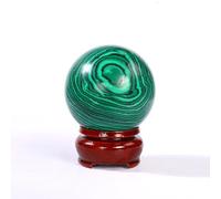 Malachite Crystal Sphere Gemstone Ball Sculpture Figurine with Wooden Stand for Divination Home Decoration 1kg