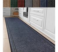 Malaga Carpet Runner for Kitchen, Hallway, Staircase and Living Room | Non-slip Rubber Backed Narrow Floor Mat Long Floor Runner Rug, Washable (Blue, 66 x 1400 cm)