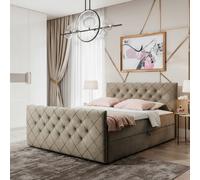 Malaga M Bedroom Upholstered Bed Mdf Laminated Board Hr Foam Bonell Spring Wooden Frame With Topper 140X200 Olive
