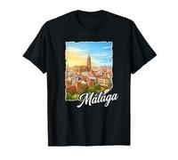 Malaga Spain Vintage Travel Skyline Andalusia Cathedral T-Shirt