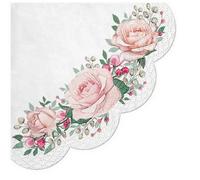 Malagro 12 Round Napkins Flowers Beautiful Roses Table Decoration Paper Napkins with Motif Also for Decoupage and Decoupage Technique Diameter 32 cm