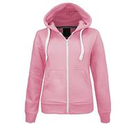 MALAIKA ® Ladies Plain Colour Hoodie Womens Fleece Hooded Top Zip Zipper Hoodie Sweatshirt Available in 22 Colours Plus Sizes Small-XXXXXL (UK 6-22) Baby Pink
