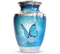 Malaika Memorials Blue Butterfly Urn - Large Funeral Urns for Human Ashes Adult Female/Male - Decorative Urns for Ashes Adult Male/Female - Cremation Urns for Adult Ashes up to 200 lbs