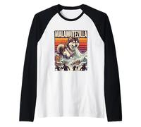 Malamutezilla Alaskan Malamute Dog - Dogzilla Monster Movie Raglan Baseball Tee