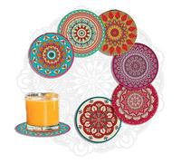 MALANGI Drink Coasters Set of 6 Without Stand - Ceramic Turkish Coasters - Absorbent Giftable Coaster - Non-Scratch Top & Non-Slip Cork Base (Style 10 Without stand)