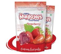 Mala's Mellojels Strawberry Fruit Gums 150g with Real Fruit Pulp | Vitamin C Enriched, Gelatine Free, 100% Veg, Trans Fat 0g, All Age Groups
