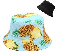 Malaxl Pineapple Light Blue Bucket Hat - Beach and Fishing Reversible Double Side Wear Fisherman Hat