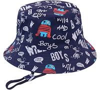 Malaxlx Baby Bucket Sun Hat Robot Navy Blue Print Summer Outdoor Infant Beach Hat for 6-12 Months Boys Girls