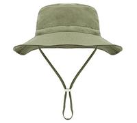 Malaxlx Baby Toddler Army Green Bucket Sun Hat Infant Wide Brim Summer Beach Hat for 0-6 Months Girls Boys