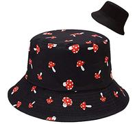 Malaxlx Cute Mushroom Print Bucket Hat Beach Sun Hat Funny Fishing Hat for Women, Reversible Double-Side Wear