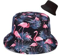Malaxlx Flamingo Print Bucket Hat Beach Sun Hat Funny Fishing Hat for Women, Reversible Double-Side Wear