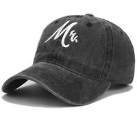 Malaxlx Mr Hat Black Baseball Cap for Men Wedding Gifts Adjustable Vintage Washed Cotton Distressed Baseball Snapback Caps