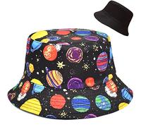 Malaxlx Planet Print Bucket Hat Beach Sun Hat Funny Fishing Hat for Women, Reversible Double-Side Wear
