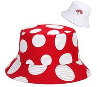 Malaxlx Red White Mushroom Print Bucket Hat Beach Sun Hat Funny Fishing Hat for Women, Reversible Double-Side Wear