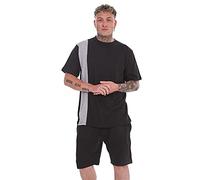 Malay Jersey Pyjama Set Short Round Neck Cotton Blend Loungewear T-Shirt Men Nightwear Black