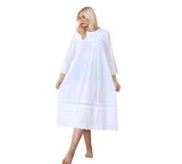 Malay Ladies 100% Cotton Nightdress Designer Victorian 3/4 Sleeve Embroidered Buttons White