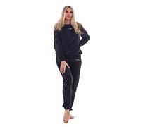 Malay Ladies Fleece Pyjama Set Soft Warm Crew Neck Top Pants Loungewear Nightwear Black