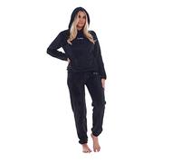 Malay Ladies Fleece Pyjama Set Soft Warm Pocket Hooded Top Pants Loungewear Nightwear Black