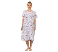 Malay Ladies Floral Printed Lace Trim Button-Through Regular Comfort Nightdress Lilac