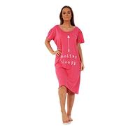 Malay Ladies Nightdress Round Neck Printed Words Short Sleeve Nightie Nightshirt M-XXL