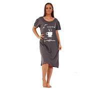 Malay Ladies Nightdress Round Neck Printed Words Short Sleeve Nightie Nightshirt M-XXL