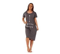 Malay Ladies Nightdress Round Neck Printed Words Short Sleeve Nightie Nightshirt M-XXL